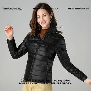 泉州市鲁鲁森服饰印字印花服男女短款 轻薄图案白鸭绒企业工作服团