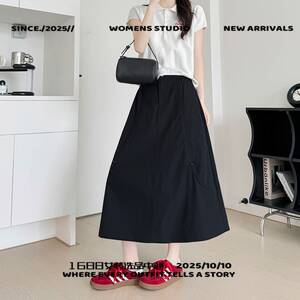 苏州智允服饰美式抽绳工装裙女春秋新款高腰显瘦休闲字伞裙遮肉小