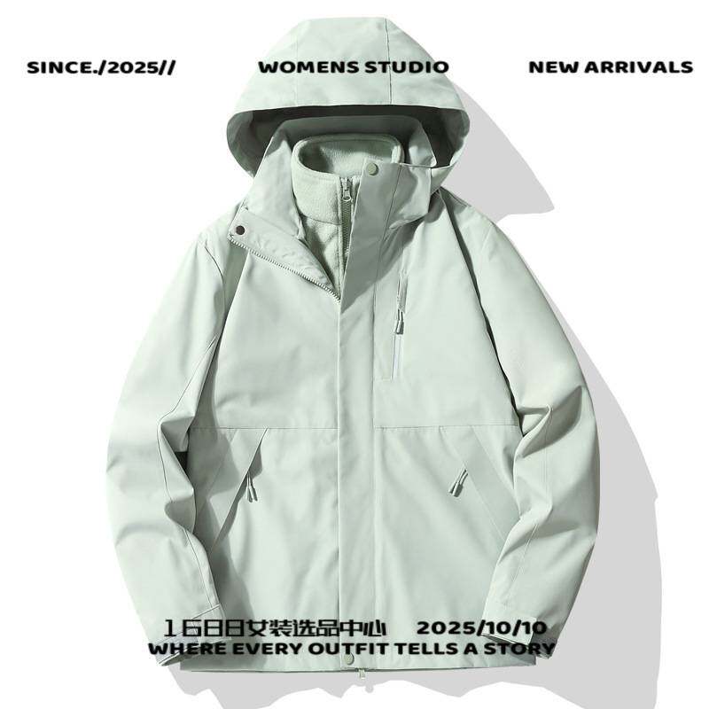 上海家乐冲锋衣新款男墨烯内胆冲锋衣三合一可拆卸保暖加绒加厚女