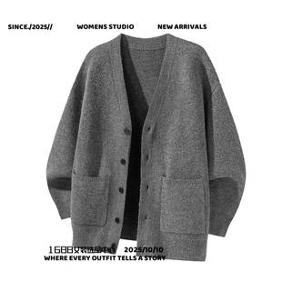 广州捷展羽绒服秋冬季纯色针织开衫衣男青少年学院风休闲美式慵懒