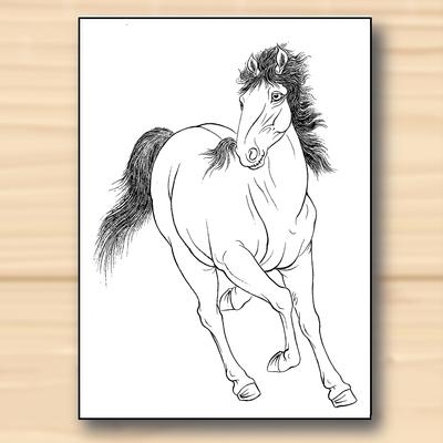 白描底稿工笔画骏马初学者动物