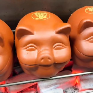 烤脑花容器烤生蚝小猪餐具网红店烧烤店烤盘紫砂猪特色菜瓦罐器皿