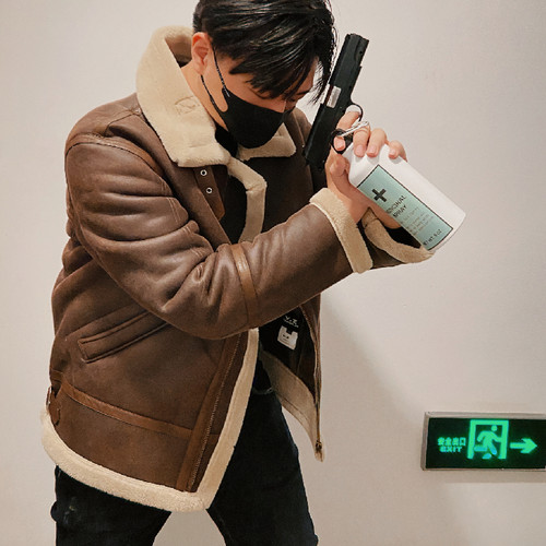 里昂生化周边李昂翻领宽松加绒