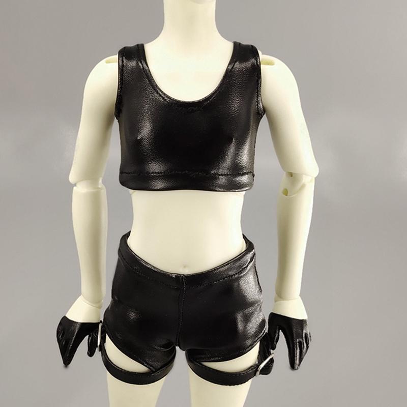 弹力PU紧身背心浅紫娃衣