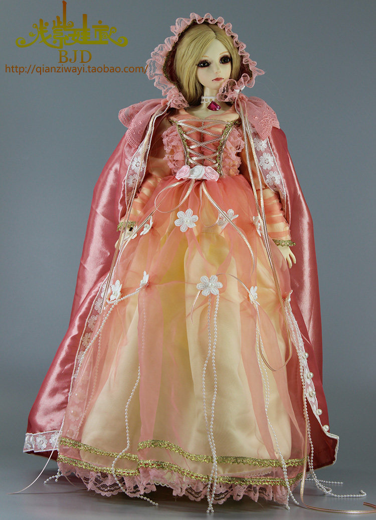 bjd sd娃娃衣服1/4 1/3豆沙红披风洋装 浅紫娃娃衣23142