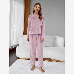 winter fleece warm pyjamas Pajamas set Nightwear Women 2pcs