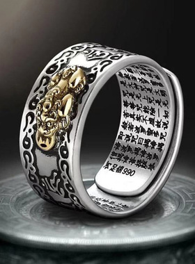 Feng Shui PIXIU Charms Ring Amulet Wealth Lucky Carving Scri