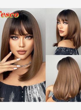 Short wig Bob blonde wig female hair 短假发Bob金发刘海假发女