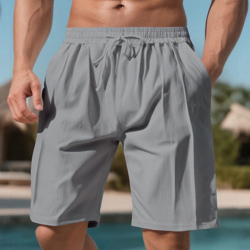 Men's five quarter straight tube shorts lace up beach pants