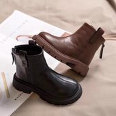 女童真皮马丁靴2025秋冬新款 男童靴子二棉 儿童英伦风短靴加绒时尚