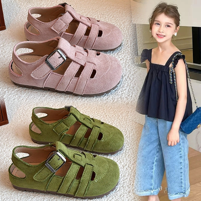 女童勃肯凉鞋包头镂空男童沙滩鞋