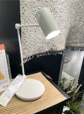 IKEA宜家 格林德布 工作灯带手机无线充电阅读学习灯床头台灯白色