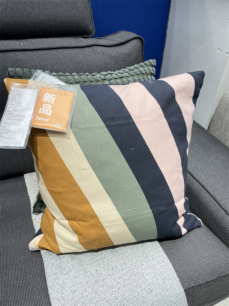 IKEA宜家 帕克格罗 抱枕套沙发靠垫套纯棉简约斜条纹图案50x50CM