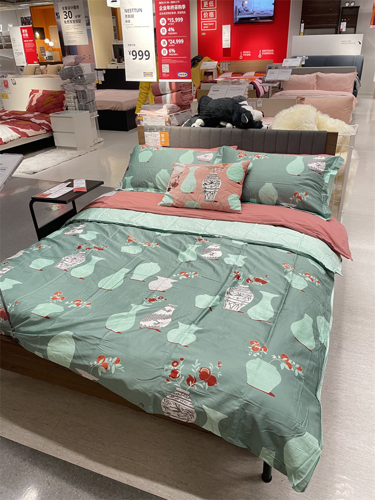 IKEA宜家新年纯棉花卉图案被套