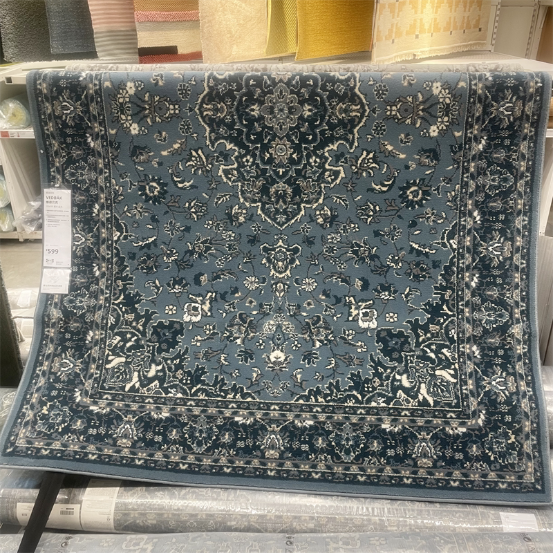 IKEA宜家 维德贝克 短绒地毯客厅卧室床边装饰花卉图案东方地毯