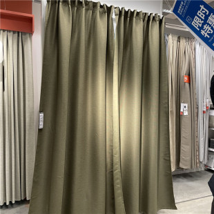 IKEA宜家 威尔伯 窗帘成品简约客厅卧室遮光加厚隔热窗帘深绿色
