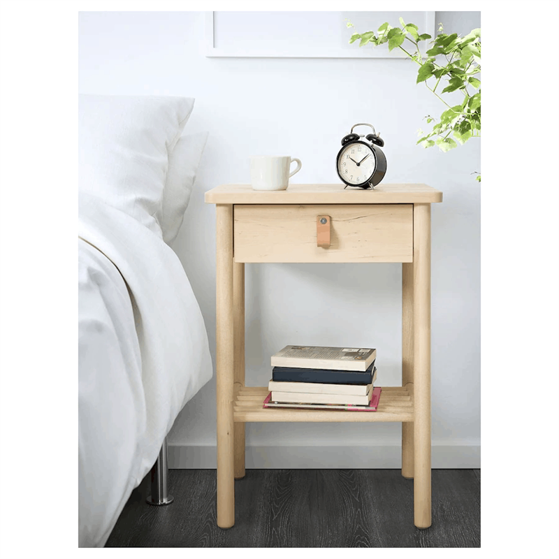 IKEA宜家 约纳斯 床头柜床头桌卧室储物柜现代简约实木床边收纳柜