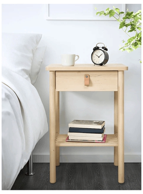 IKEA宜家 约纳斯 床头柜床头桌卧室储物柜现代简约实木床边收纳柜