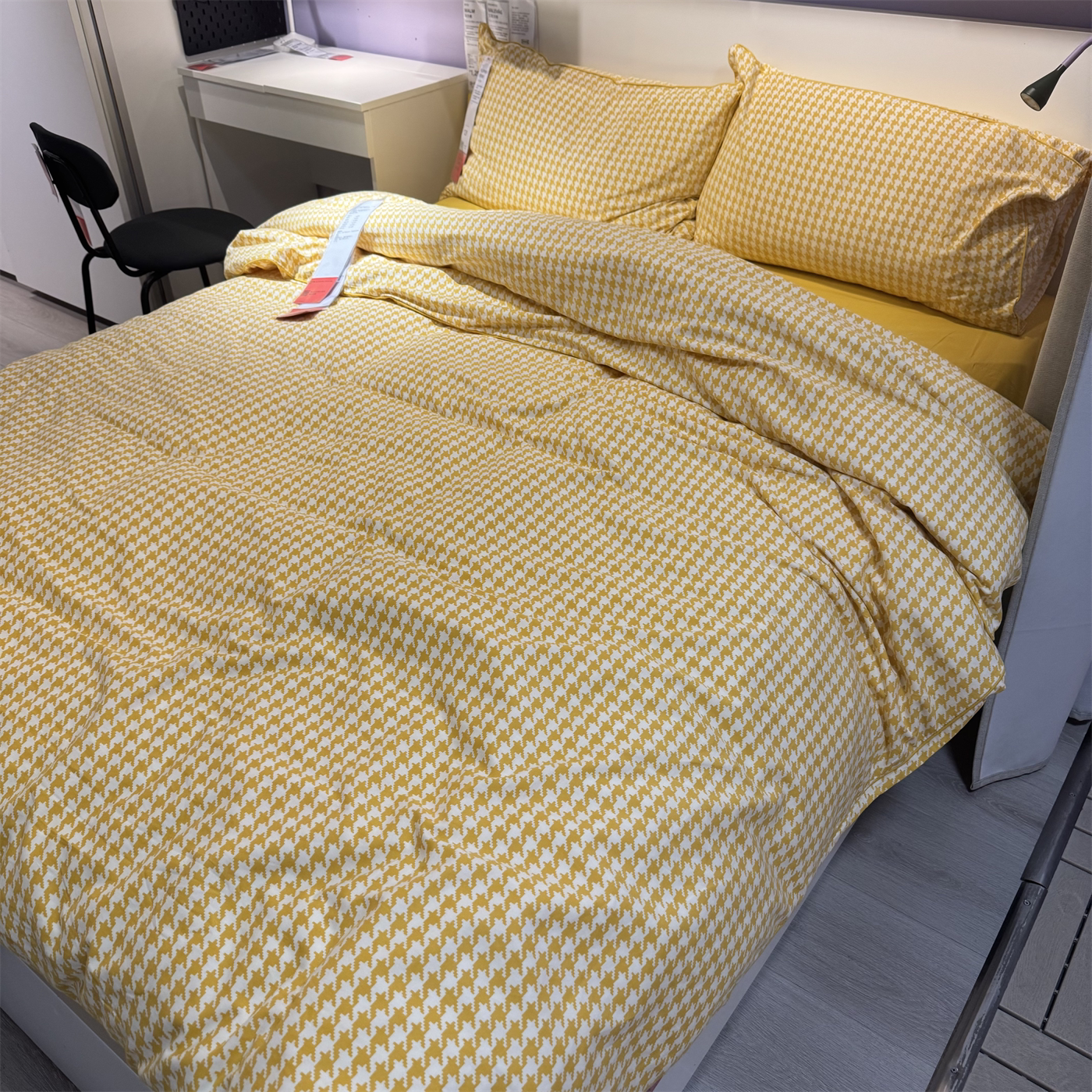 IKEA宜家 菲克通戴 被套纯棉材质黄色千鸟格图案床上用品多件套