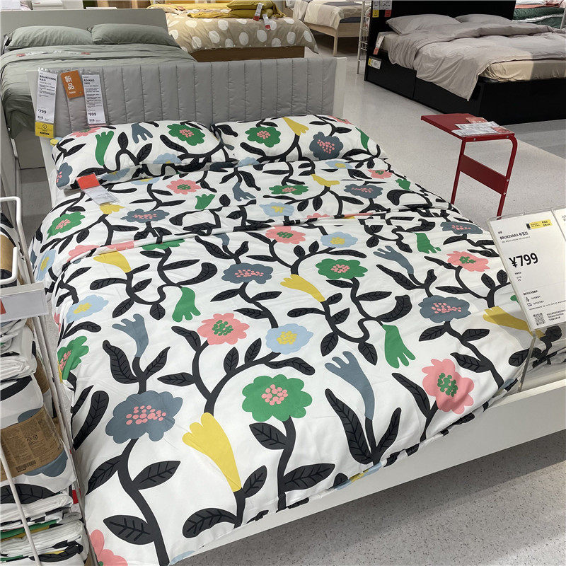 IKEA宜家 布瓦拉 被套床上用品多件套清新花卉图案简约温馨被罩