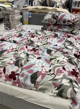 IKEA宜家棉加粘胶纤维花卉图被套