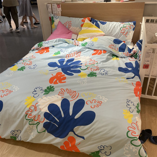 IKEA宜家 坎德拉塞 被套和枕套树叶花卉图案床上温馨被罩单人双人