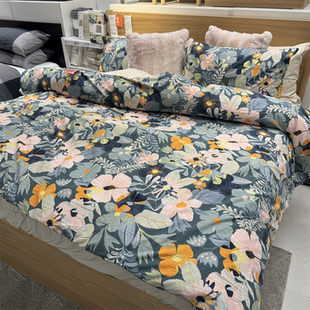 IKEA宜家 法特格斯莫 被套和枕套清新花卉图案混纺材质床上被罩