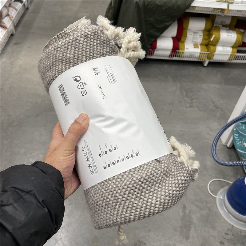 IKEA宜家 乌提斯特休闲毯沙发毯空调毯羊毛材质床尾盖毯130x170CM