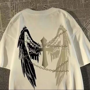 男童夏季痞帅风印花纯棉短袖T恤2026新款中大童男孩宽松半袖上衣