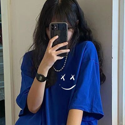 女童小众设计感半袖上衣克莱因蓝