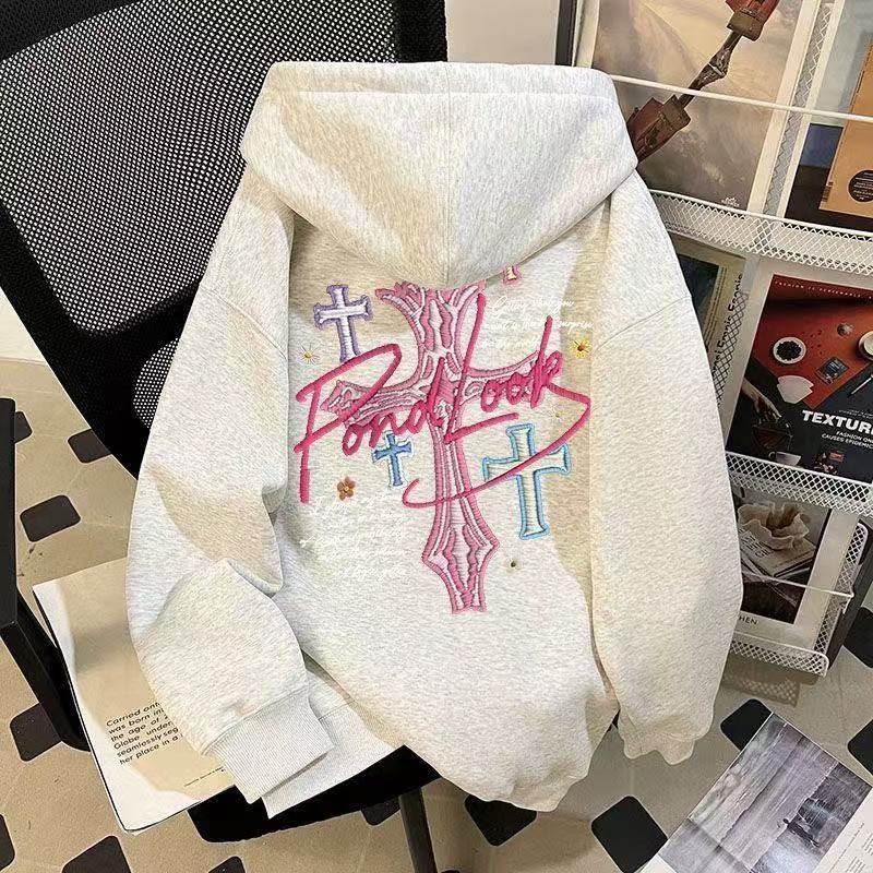 女童美式复古十字架潮牌印花连帽卫衣中大童秋冬加绒宽松帽衫外套,童装/婴儿装/亲子装,卫衣/绒衫,淘宝优惠券,粉丝福利购,淘宝优惠卷