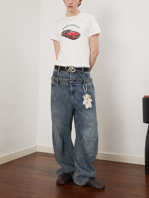 ASSEEN立体裁剪低裆牛仔裤