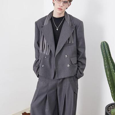 ASSEEN截短廓形进口人棉混纺西装