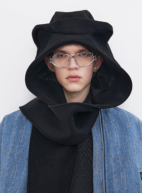 ASSEEN小熊耳朵连帽羊毛围巾 保暖进口羊毛 立体裁剪 男女同款