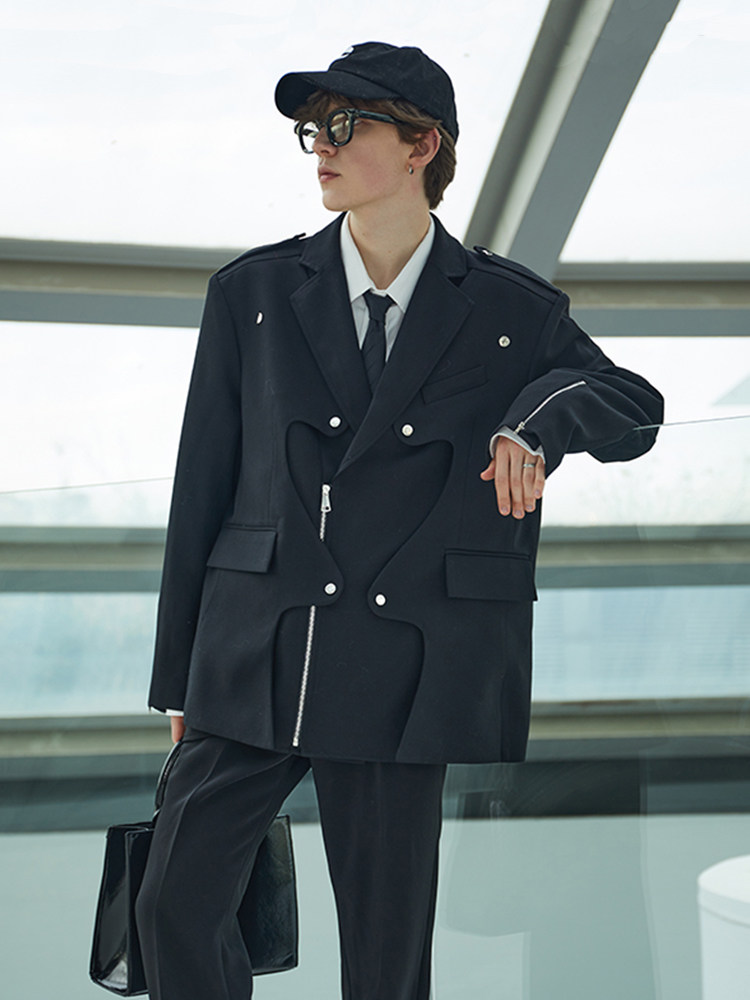 ASSEEN设计感军事风西装式夹克