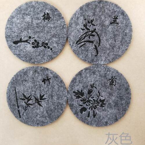 订制15厘米激光镭射凹凸毛毡垫中国风吸水陶瓷杯垫来图隔热垫雕刻