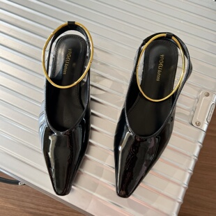 新款 韩版 时髦金属圆环浅口低帮鞋 平底单鞋 气质 女漆皮女鞋 2026春季