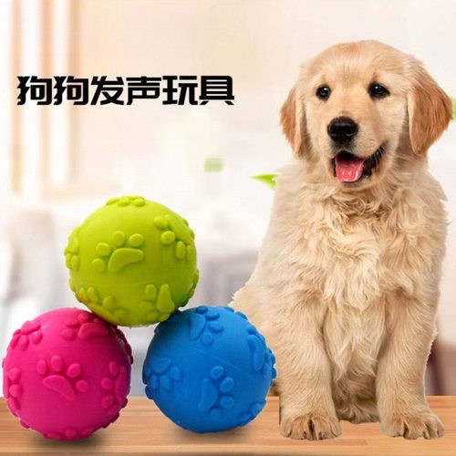 狗狗玩具发声橡胶玩具球金毛泰迪脚印弹力球宠物球宠物磨牙玩具款