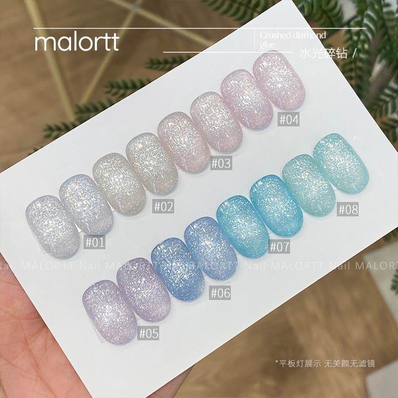 麦鹿瓶装爆闪碎钻甲油胶蓝绿薄荷碎钻细闪偏光高光反光蹦迪碎钻胶