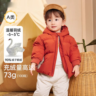 婴儿鹅绒羽绒服男童冬季洋气新款女童短款外套保暖萌趣潮
