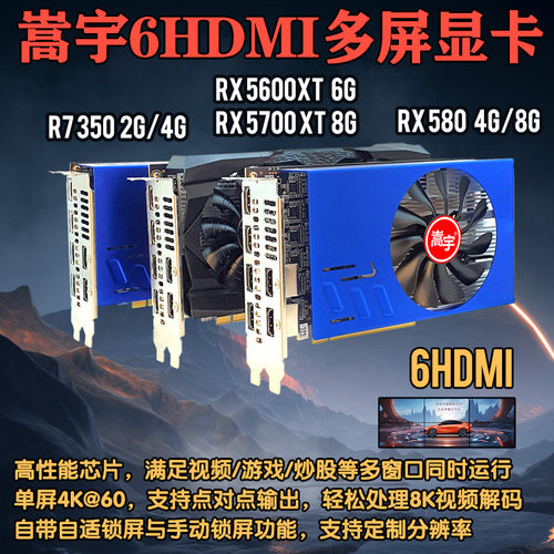 6个HMDI接口RX580独立显卡8G