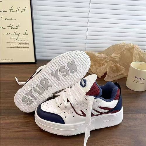 复古低帮蔓越莓配色面包鞋女ins潮2025春季新款国潮百搭滑板鞋子