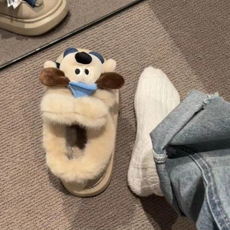 可爱掌门狗雪地靴女冬季短靴美拉德棉靴加绒加厚保暖防滑棉鞋秋千