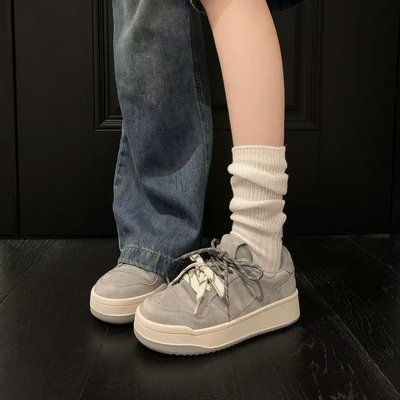 厚底板鞋女2025春季新款增高复古德迅小白鞋百搭时尚休闲运动鞋子