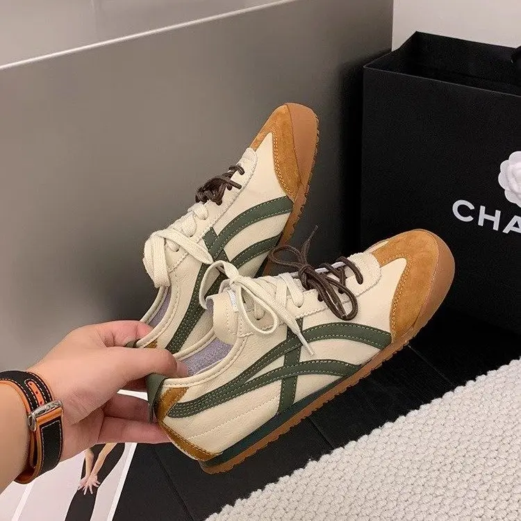 德训鞋女款2025秋季新款超火小众复古拼色百搭平底休闲运动阿甘鞋,运动鞋new,德训鞋,淘宝优惠券,粉丝福利购,淘宝优惠卷