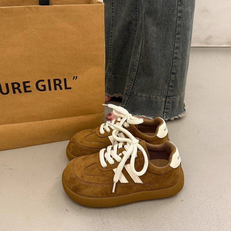 爆款百搭小众厚底板鞋女秋冬德训鞋2025新款面包鞋轻便休闲运动鞋,运动鞋new,德训鞋,淘宝优惠券,粉丝福利购,淘宝优惠卷