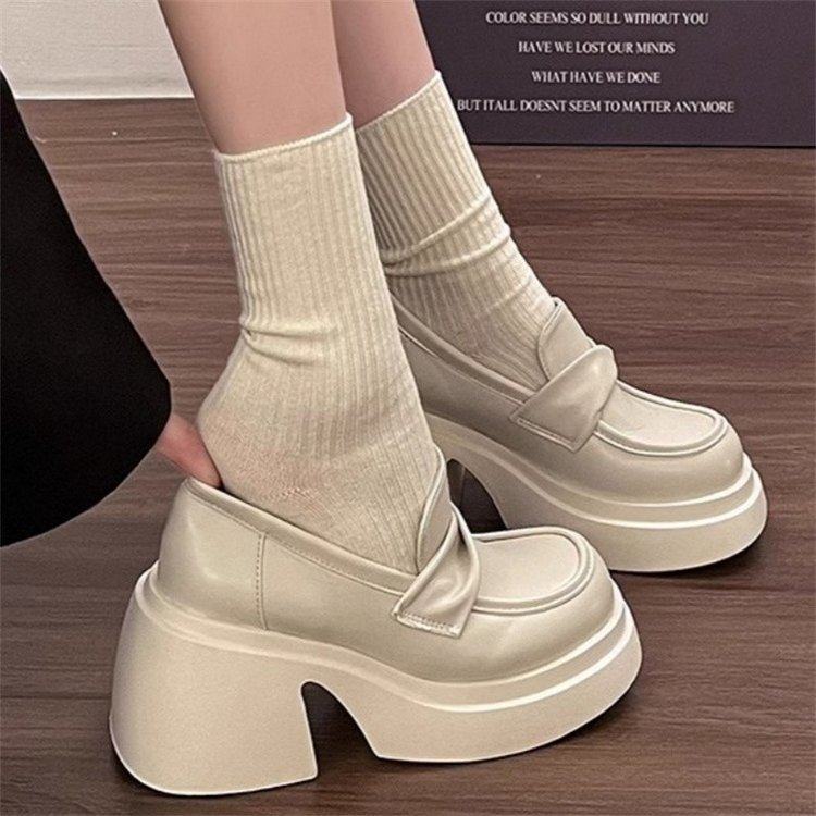 日系jk制服高跟玛丽珍小皮鞋女英伦风春季2025新款厚底增高乐福鞋