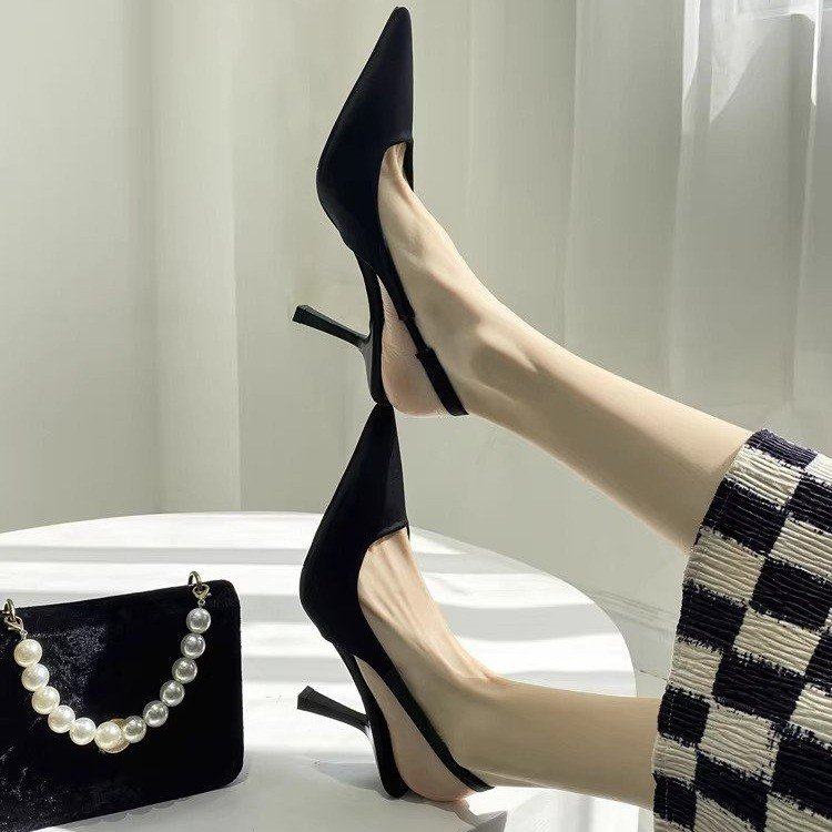 黑色高跟鞋尖头单鞋仙女鞋子2025新款春夏季气质名媛法式包头凉鞋,运动鞋new,德训鞋,淘宝优惠券,粉丝福利购,淘宝优惠卷