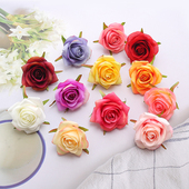 仿真6cm小月季 玫瑰花朵手工假绢布花朵材料配件婚庆花墙花环装 饰