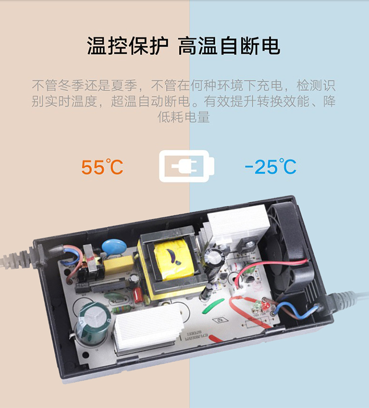 凤凰牌电动车电瓶智能充电器48V12AH60V20AH72V32AH50A两圆针锂电